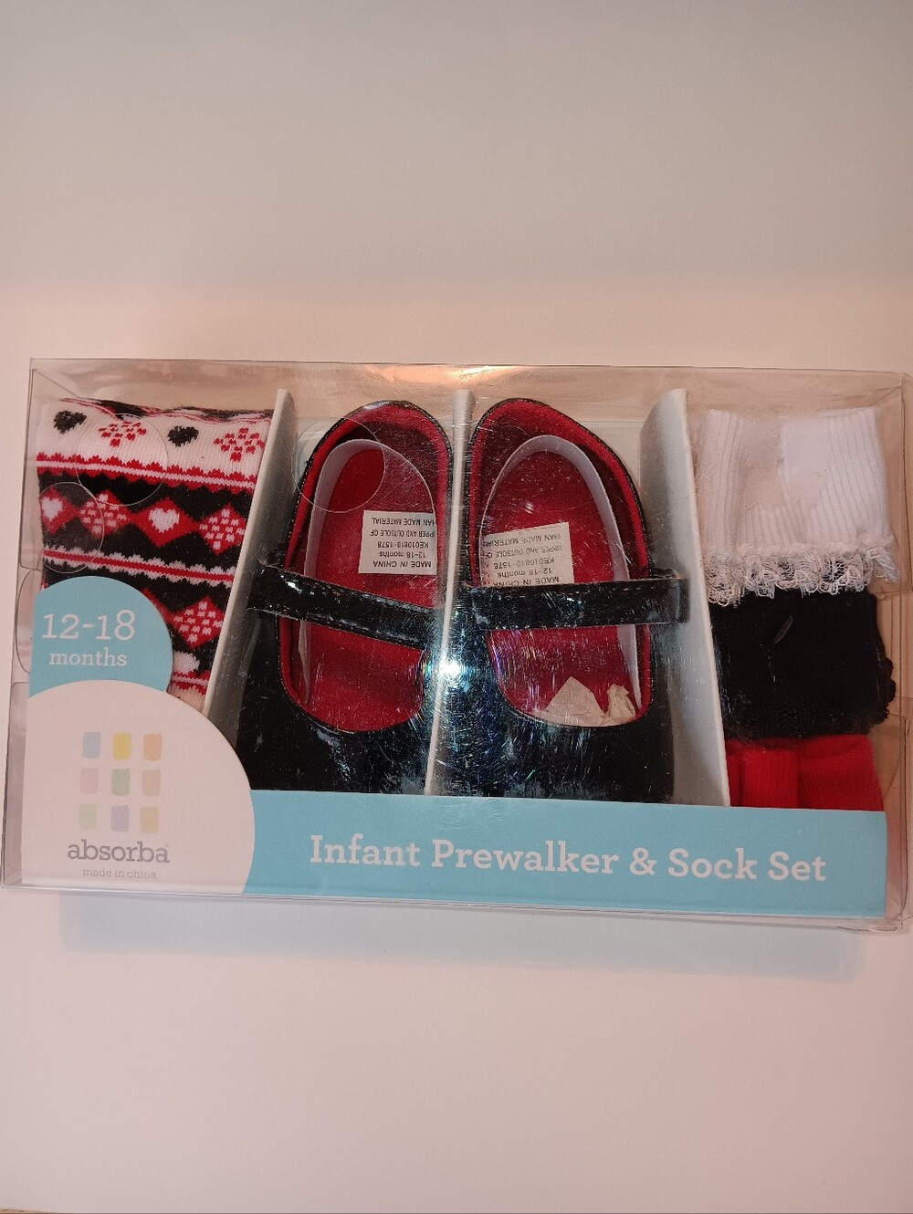 Childrens Infants Prewalker & Sock Set Soft Shoe 12-18 Months